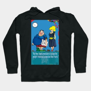 Funny New Year Cartoon. Man and Woman. FULL COLOUR. Hoodie